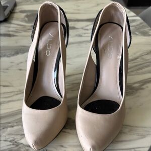 Aldo Cream and Black Stiletto Heels